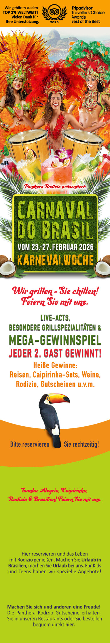 Carnaval do Brasil: Karnevalwochen im Panthera Rodizio Carnaval do Brasil: Karnevalwochen im Panthera Rodizio